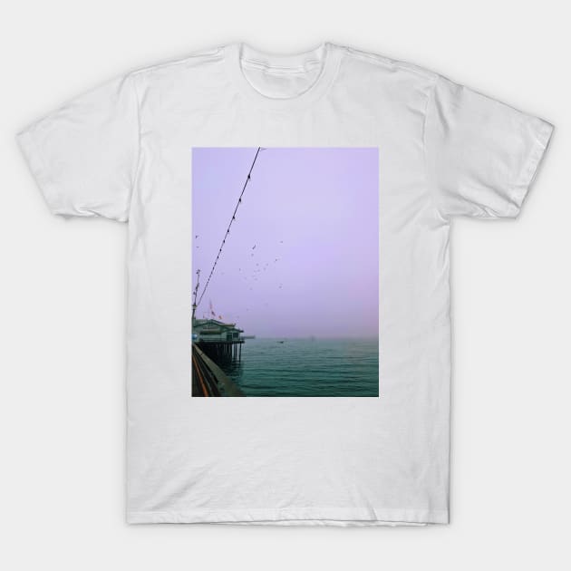 Santa Barbara Beach Pier Harbor T-Shirt by shotsbymel